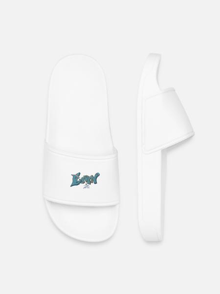 Berlin Graffiti Blue Outline - Kids’ Pool Sliders - white