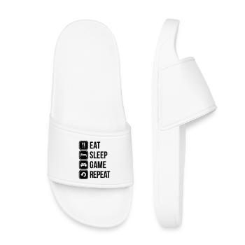 eat sleep game repeat spiele - Kinder Badelatschen - Weiß - Vorne