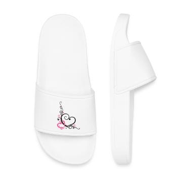 Two hearts with ornament - Kids’ Pool Sliders - white - Front