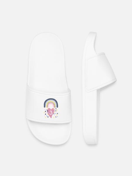 Rainbow 3rd Birthday Children - Kids’ Pool Sliders - white
