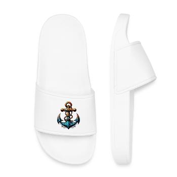 Une ancre - Claquettes enfant - blanc - Devant