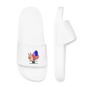 Drapeau des États-Unis, signe de paix, texte des États-Unis - Claquettes enfant - blanc - Devant
