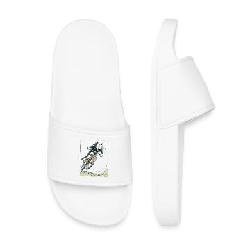 T Shirt Design Bike Cat - Kids’ Pool Sliders - white - Front