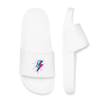 Style rétro coloré avec un éclair - Claquettes enfant - blanc - Devant