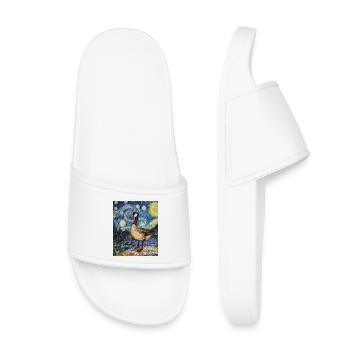 Goose Duck Bird Van Gogh Style Starry Night - Kids’ Pool Sliders - white - Front