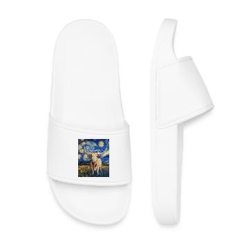Longhorn Cow Cows Bull Van Gogh Starry Night - Kids’ Pool Sliders - white - Front