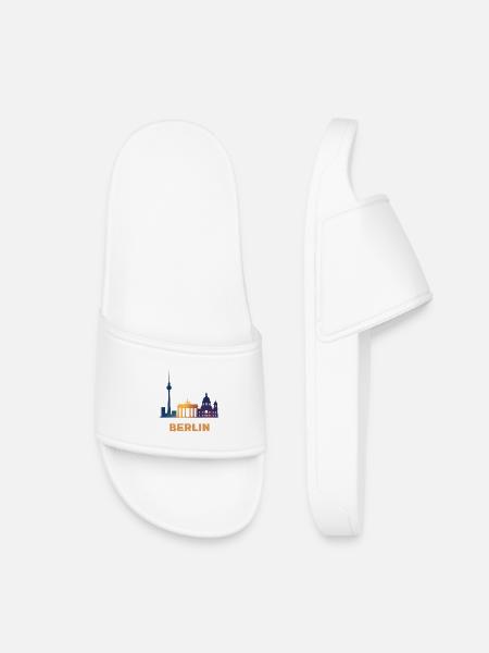 Berliner Skyline Farbverlauf - Kinder Badelatschen - Weiß