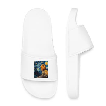 Lion Van Gogh - Kids’ Pool Sliders - white - Front
