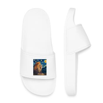 Lion Van Gogh - Kids’ Pool Sliders - white - Front