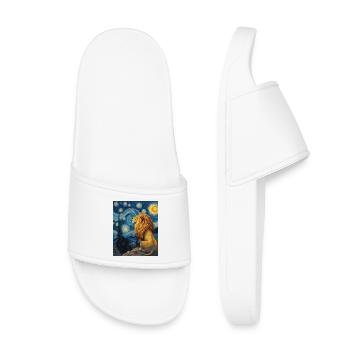 Lion Van Gogh - Kids’ Pool Sliders - white - Front