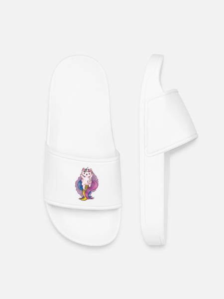 Kitty Katacorn is Happy - Kids’ Pool Sliders - white