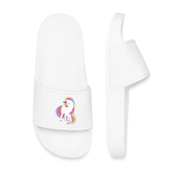 Licorne à crinière arc-en-ciel enchantée - Claquettes enfant - blanc - Devant