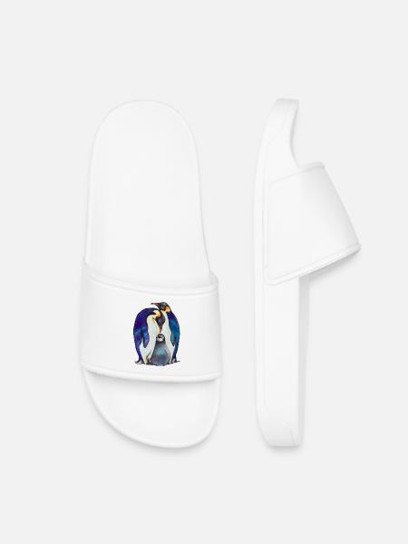 Sweet penguins with starry sky - Kids’ Pool Sliders - white