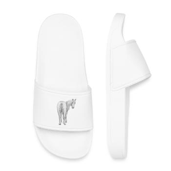 Horse Drawing – Elegant Animal Illustration - Kids’ Pool Sliders - white - Front