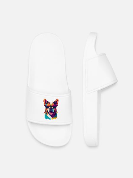 Pawsome Attitude: Retro Hunde-T-Shirt - Kinder Badelatschen - Weiß