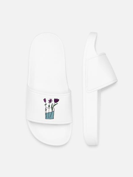 Flowers in clay pot design - Kids’ Pool Sliders - white