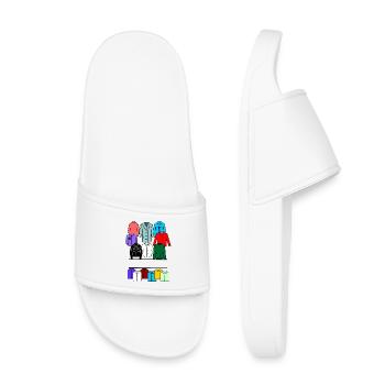 Logo des Herrenbekleidungsgeschäfts - Kinder Badelatschen - Weiß - Vorne