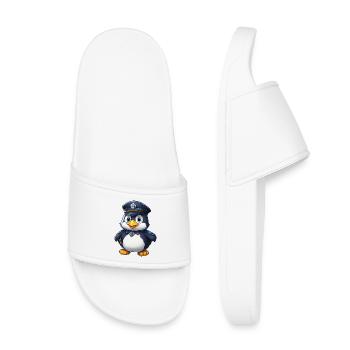 Pinguin Polizist - Kinder Badelatschen - Weiß - Vorne