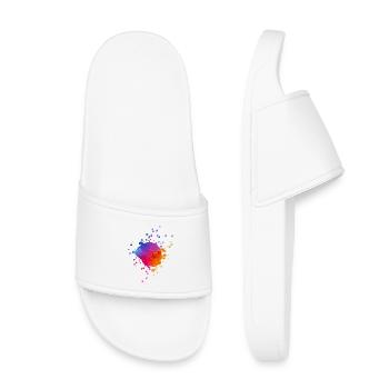 Bunte Farbspritzer - Farbverlauf Aquarell - Kinder Badelatschen - Weiß - Vorne