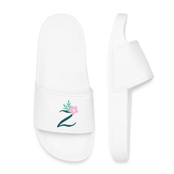 Elégante lettre 'Z' avec des fleurs - Claquettes enfant - blanc - Devant