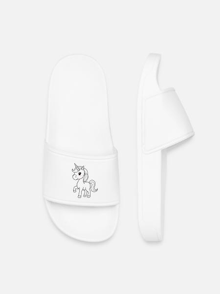 Minimalistic Unicorn - Kids’ Pool Sliders - white