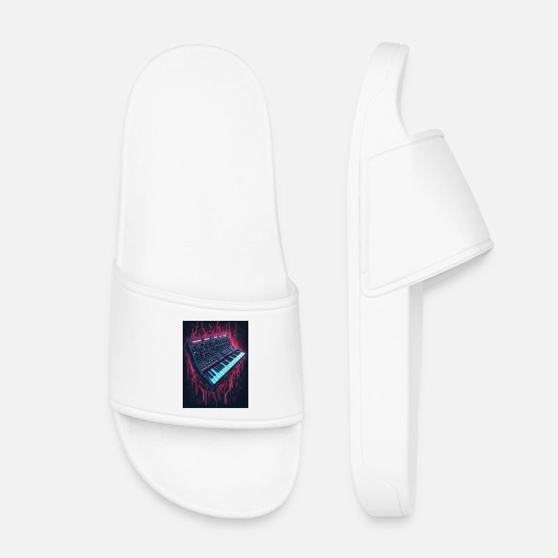 Neon Synthesizer Musikdesign - Kinder Badelatschen - Weiß