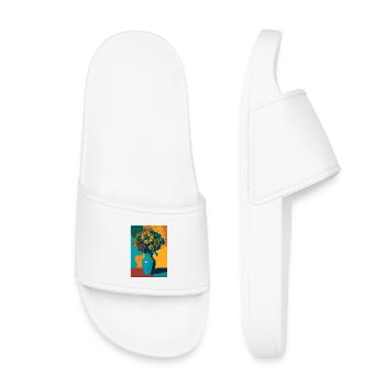 Fleurs Pop Art Sur Vase Bleu - Claquettes enfant - blanc - Devant