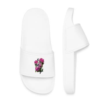 Florale Familienmonogramm Collage - Kinder Badelatschen - Weiß - Vorne