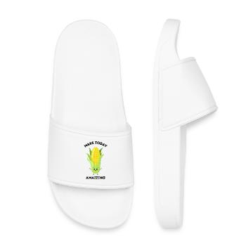 Mignon jeu de mots maïs dessin animé « Make Today Amaizing » - Claquettes enfant - blanc - Devant