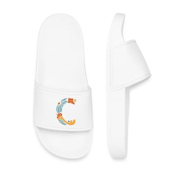 Lettre c fleurs groovy idée cadeau  - Claquettes enfant - blanc - Devant