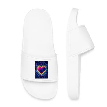 Neon Heart Pulse – Retro-80er-Liebe - Kinder Badelatschen - Weiß - Vorne