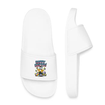 Happy Easter bunny with colorful eggs - Kids’ Pool Sliders - white - Front