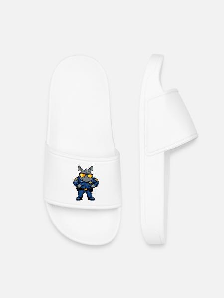 Nashörner Polizei / Polizist Nashorn - Kinder Badelatschen - Weiß