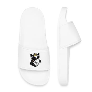 Border Collie Dog Crown - Kids’ Pool Sliders - white - Front
