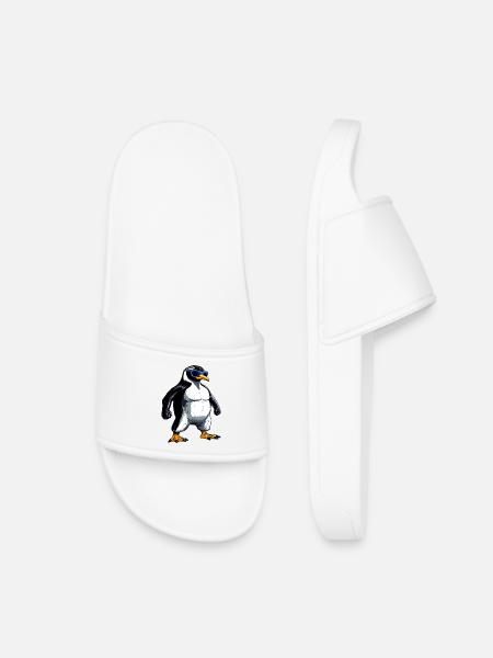 Pinguin Bodybuilder - Kinder Badelatschen - Weiß