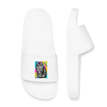 chat - Claquettes enfant - blanc - Devant