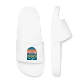 Wyoming USA Vintage Travel Poster Art - Kids’ Pool Sliders - white - Front