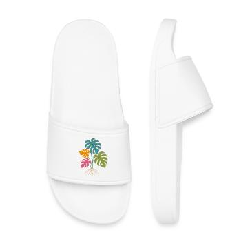 Feuilles de monstera colorées aux racines tropicales - Claquettes enfant - blanc - Devant