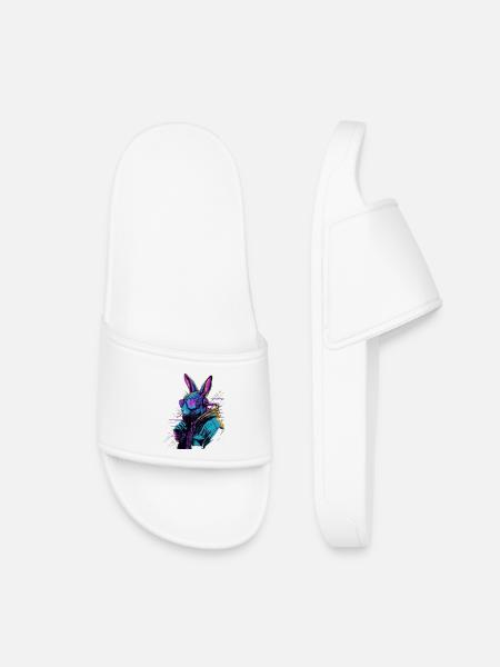 Neon Rabbit Cyberpunk - Kids’ Pool Sliders - white