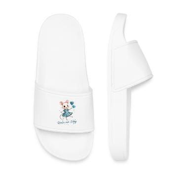 Dancing Mouse with Heart Balloons - Kids’ Pool Sliders - white - Front