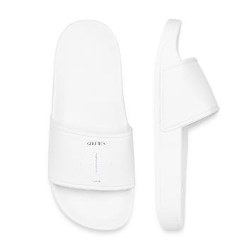 Hélice ADN bleue sur fond circulaire - Claquettes enfant - blanc - Devant