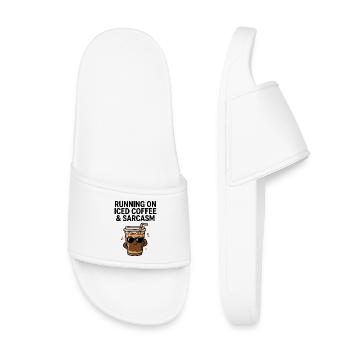 Iced coffee with a pinch of sarcasm - Kids’ Pool Sliders - white - Front