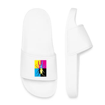 Estilo Pop Art con Escarabajo de Colores - Kinder Badelatschen - Weiß - Vorne
