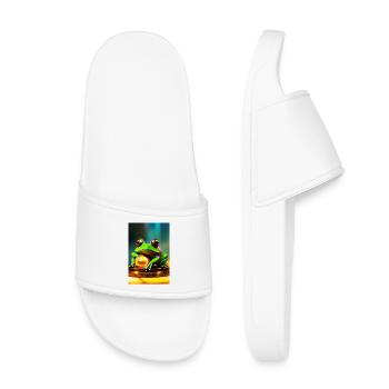 Frog with Gold Ball - Kids’ Pool Sliders - white - Front