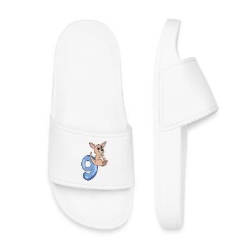 9e anniversaire Motif Kangourou - Neuf ans - Claquettes enfant - blanc - Devant