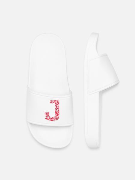 Lettre J - bisous shirt - Claquettes enfant - blanc
