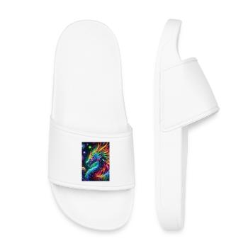 Lebendiger Neon-Drache - Faszinierende Fantasy-Kunst - Kinder Badelatschen - Weiß - Vorne