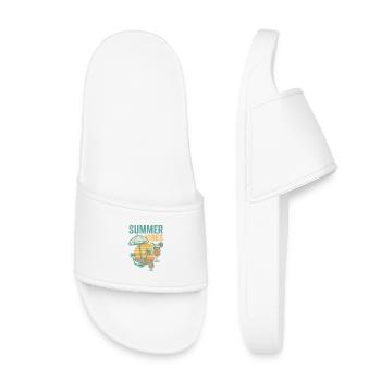 Summery Beach and Drink Motif - Kids’ Pool Sliders - white - Front