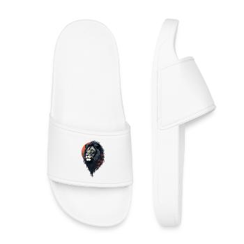 Force et délicatesse réunies, un lion noir - Claquettes enfant - blanc - Devant