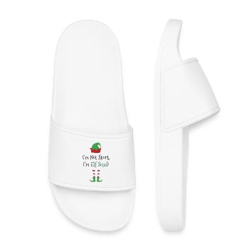 Elf Sized – Funny Christmas Saying Design - Kids’ Pool Sliders - white - Front